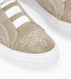 Sneaker - Panic - Cuir velours - Grège